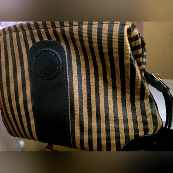 Striped Black and Tan Cosmetic Bag Unisex - Picture 1 of 2